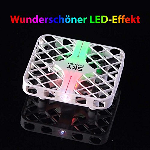 RC ferngesteuerte 4-Kanal mini Drohne mit Schutz-Käfig, Flying-Ball UFO-Drone, Quadcopter mit Gyro-Technik, Rückholfunktion, Headless-Mode und 3D-Flip, Spielzeug Quadrocopter für Kinder und Erwachsene – Bild 4