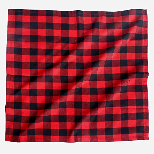 Image of FINGERCRAFT 100% Cotton Cloth Napkins Set of 12 - 20x20 Inch (50x50 cm) Reusable Soft & Absorbent Gingham Check Dinner Table Napkins (Red Black Check, Set of 12)