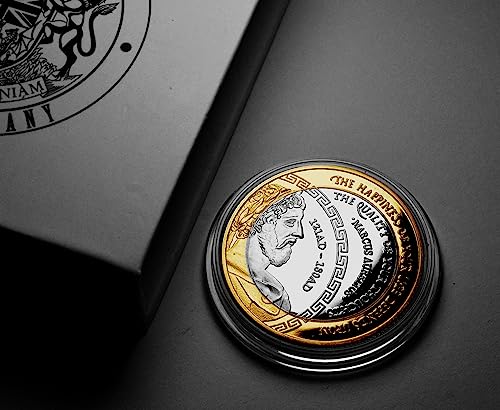 The Commemorative Coin Company Marcus Aurelius Stoic/Stoicism Dual Metal Silver & 24ct Gold Commemorative Coin. Gift/Presentation Box. Gift/Present Token/Memento