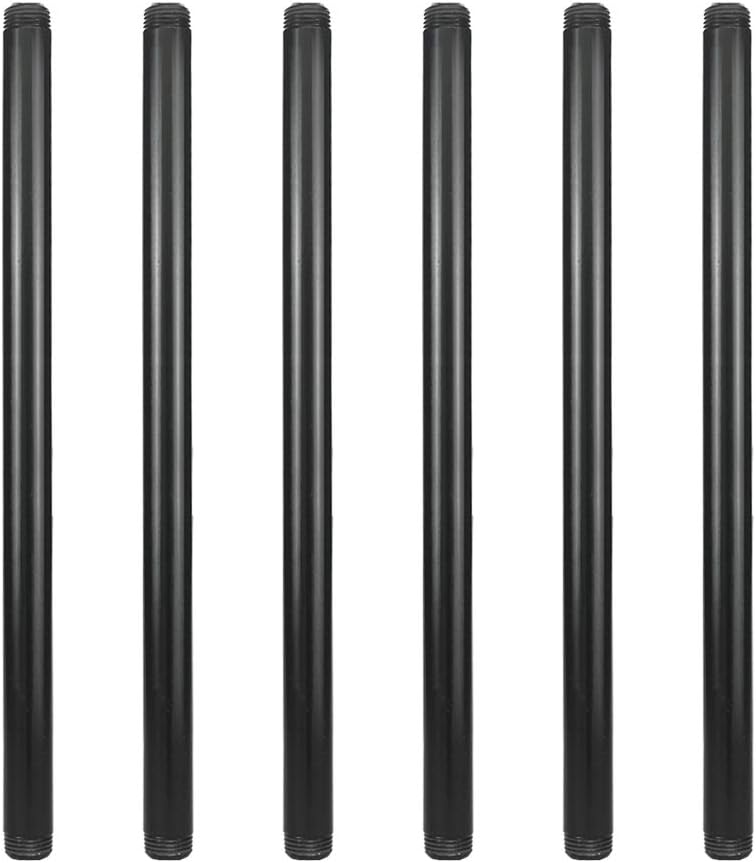 GeilSpace 6 Pack 1/2" × 16" Pre-Cut Black Metal Pipe, Industrial Steel Fits Standard Half Inch Black Threaded Pipes and Fittings - Vintage DIY Industrial Shelving (1/2" × 16")