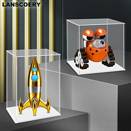 Lanscoery Clear Acrylic Display Case, Assemble Vertical Display Box Stand With White Base, Dustproof Protection Showcase For Collectibles Memorabilia Figurines (4X4X6Inch; 10X10X15Cm) #TOP1