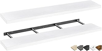 QEEIG Floating Shelves for Wall 55.1" Extra Long - Wall Mounted Shelf Bathroom Kitchen Living Room Bedroom Farmhouse Home Decor Display Bookshelf Large 55.1 x 9.3 inch Set of 2, White (008-140W)