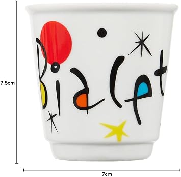 Bialetti - 4-Piece Moka Coffee Cup Set - Coffee Shot Glass Without Handles - Bicchierini - Mixed Color - Arte Pattern Series - Porcelain