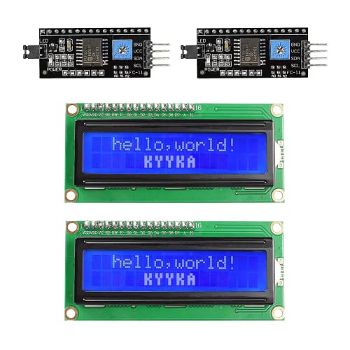 KYYKA Lot de 2 adaptateurs LCD 1602 (avec IIC), rétroéclairage du module LCD et adaptateur d'interface série IIC/I2C/TWI LCD compatible avec Arduino R3 Mega (bleu) Cover