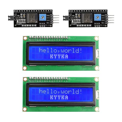 KYYKA LCD 1602 (con IIC), retroilluminazione del modulo LCD e adattatore di interfaccia seriale LCD IIC I2C TWI compatibile con Arduino R3 MEGA (blu)