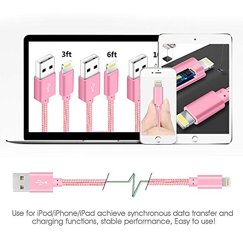 4Pack(3Ft 6Ft 10Ft) Lightning Cable Apple Certified Braided Nylon Fast Charger Cable Compatible Iphone Max Xs Xr 8 Plus 7 Plus 6S 5S 5C Air Ipad Mini Ipod #TOP6