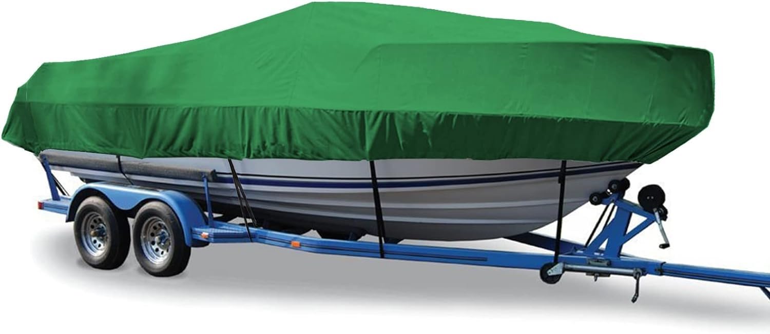 Telo Copri Barca Tenda da Esterno Tessuto 420D Rimorchiabile Scafo a V Barca da Pesca Sci Nautico Runabout Bass Boat (Verde 600x230cm)