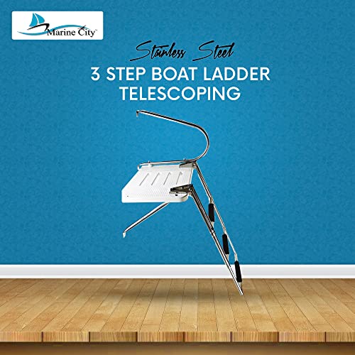 MARINE CITY 3-Step Telescoping Stainless Steel Swim Ladder #TOP18