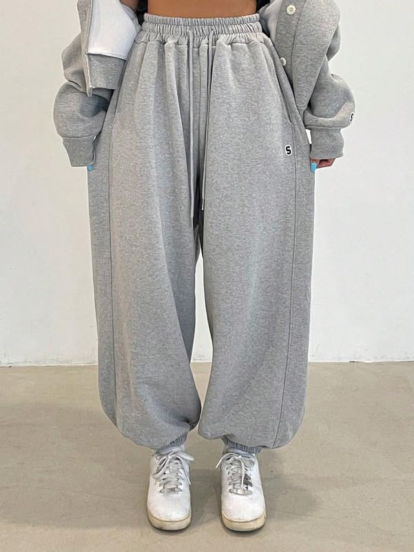 Image of Imsa Moda Women's Loose Fit Track Pants | Polycotton Joggers with Elastic Waistband & Side Pockets | Comfortable Gym, Yoga & Casual Wear Trousers