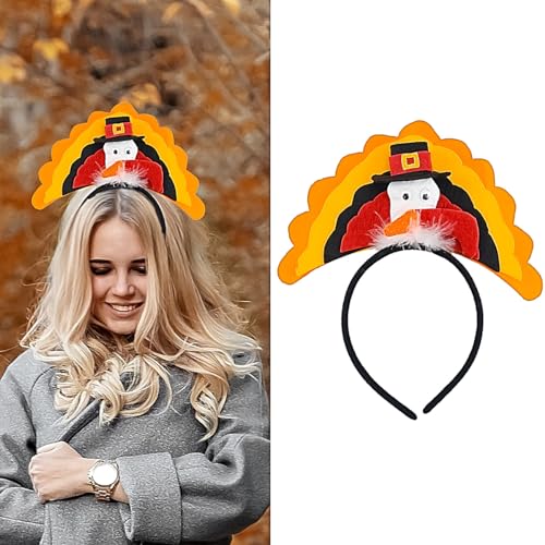 XIELIME Diademas de pavo de Acción de Gracias para mujeres y niños, sombrero de pavo, accesorios para el cabello de otoño y otoño, regalos de fiesta de Acción de Gracias, 1 paquete, talla única