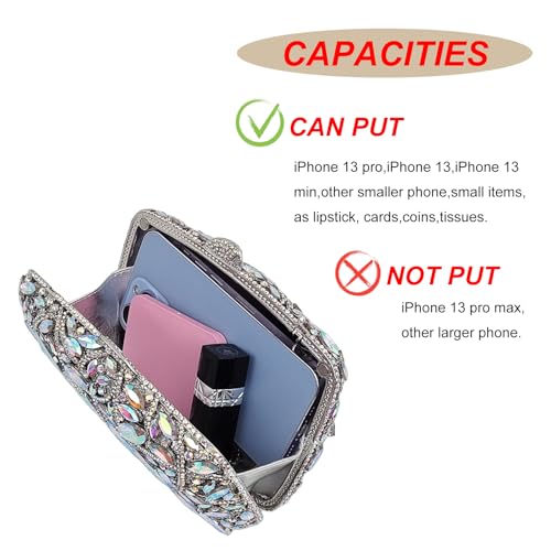Image of Colorful Crystal Clutch Box Handbag Women Sparkling Evening Bags for Wedding Party Prom Purse