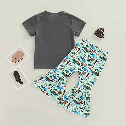 Conjunto de duas peças de camiseta infantil de manga curta e calça rodada, roupa de verão para menin