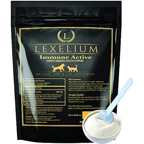 Lexelium Immune Support for Cats and Dogs - Natural Immunity Supplement Powder Helps Detoxify and Protect Your Pets from Digestive, Respiratory and Skin Issues - Helps with Chronic Infections - 200g Cover