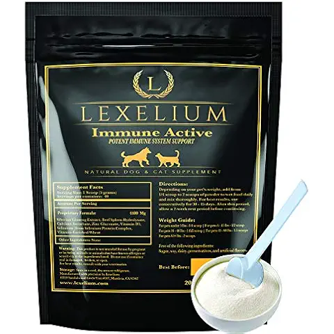Lexelium Immune Support for Cats and Dogs - Natural Immunity Supplement Powder Helps Detoxify and Protect Your Pets from Digestive, Respiratory and Skin Issues - Helps with Chronic Infections - 200g Cover