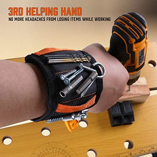 HORUSDY Magnetic Wristband & Universal Socket Grip (7-19mm), for Dad with Strong Magnets for Holding Screws, Nails, Drilling Bits, DIY, Tool Gift for Men