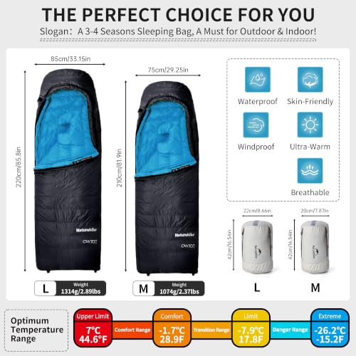 Naturehike CW400/CW700 Ultralight 650FP 400g/700g Duck Down Sleeping Bag for 4 Seasons Compact Portable Sleeping Bag for Adults Kids Cold Weather Waterproof Backpack,Camping,Hiking by Naturehike - Image 2