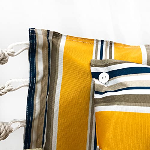 Hammock Chair Hanging Rope Swing, 12 Patterns, Quality Comfortable And Breathable Fabric - Indoor/Outdoor - Yellow And Grey Stripes #TOP3