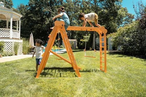 Avenlur 7-in-1 Indoor/Outdoor Foldable Playset for Kids - with Slide, Climbing Wall, Monkey Bars, Swing