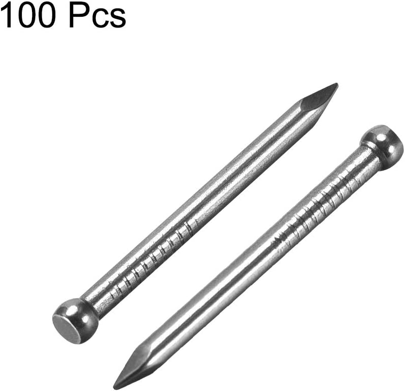 sourcing map Finishing Nails Hand-Drive Hardware Carbon Steel Nail 28mm 1.1-inches 100pcs, Silver - Image 4