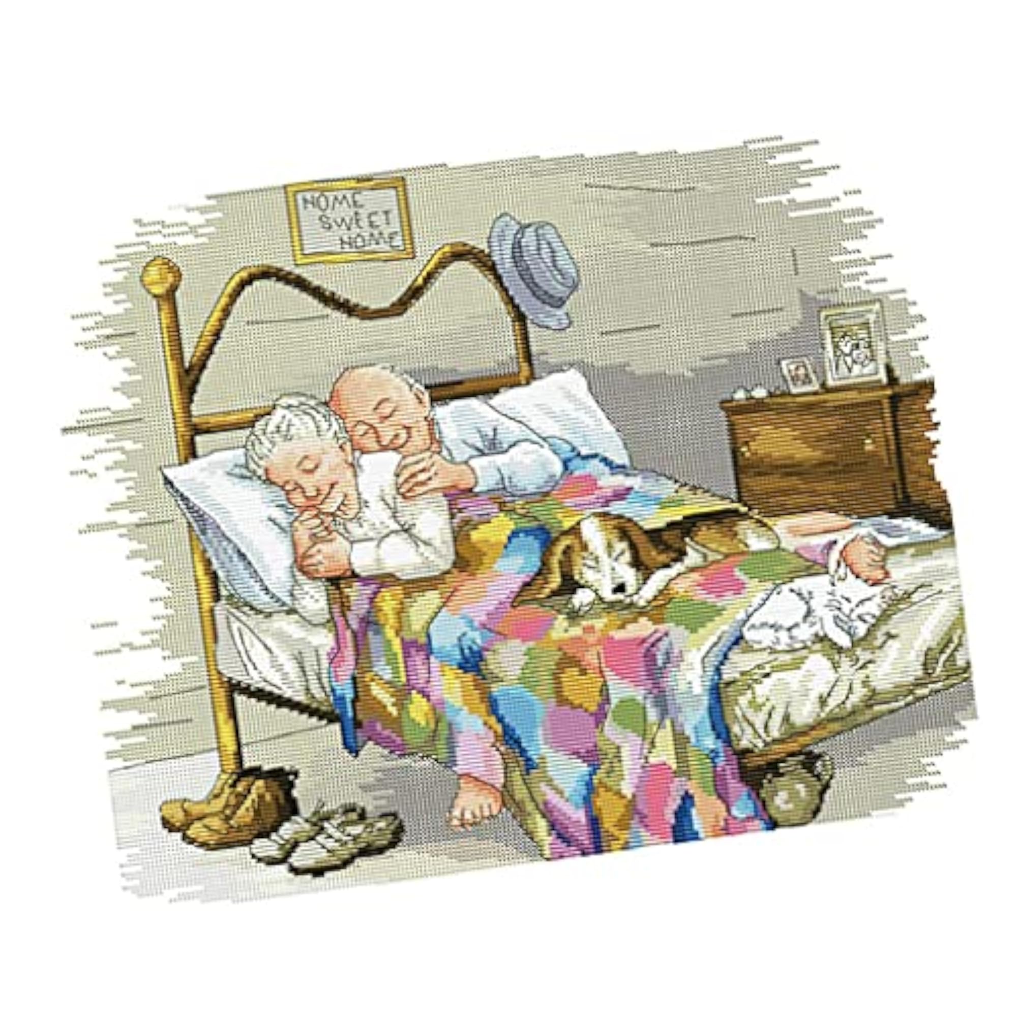Old Married Couple DIY Stamped Cross Stitch Kit Without Frame 14CT