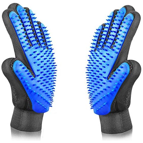 VeniCare Pet Grooming Glove - Gentle Deshedding Brush Glove - Efficient Pet Hair Remover Mitt - Massage Tool with Enhanced Five Finger Design - Perfect for Dogs & Cats with Long & Short Fur Cover