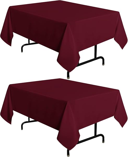 Sancua 2 Pack Burgundy Tablecloth 54x54 Inch Square Table Cloth
