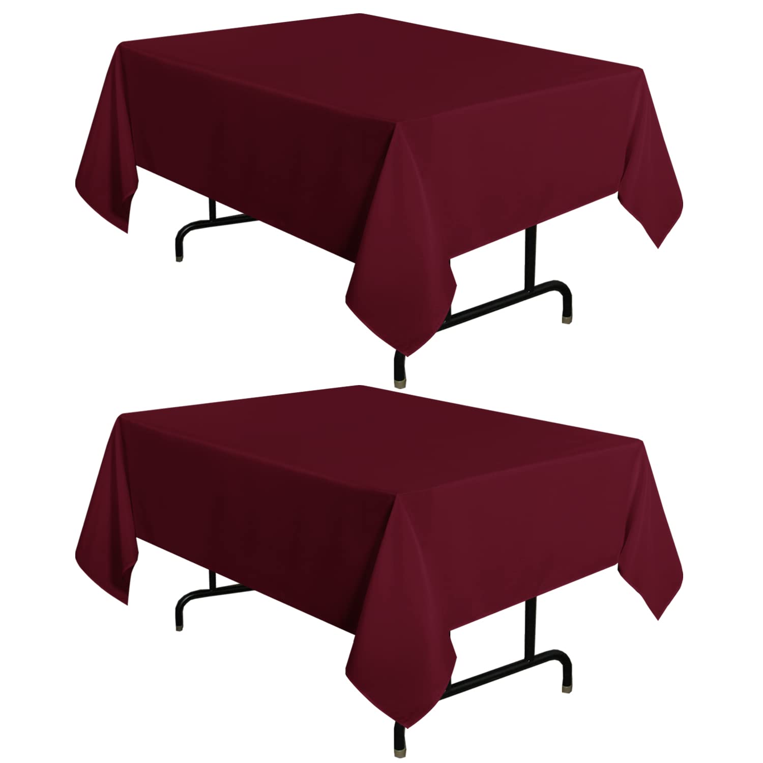 sancua 2 Pack Burgundy Tablecloth 54x54 Inch Square Table Cloth