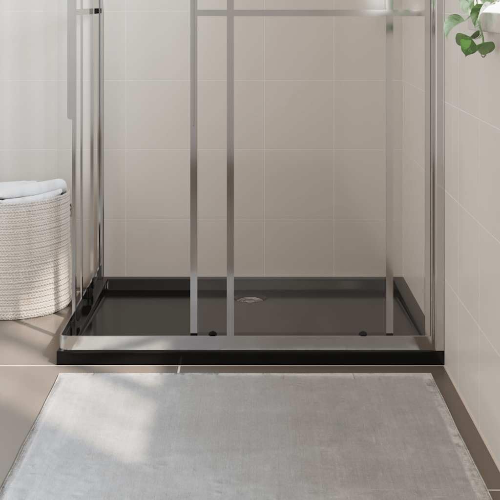 Plato de ducha 80 x 110 cm rectangular negro, ABS reforzado con fibra de vidrio, suelo de ducha antideslizante y plano para baño, alfombrilla de ducha moderna con desagüe de 9 cm