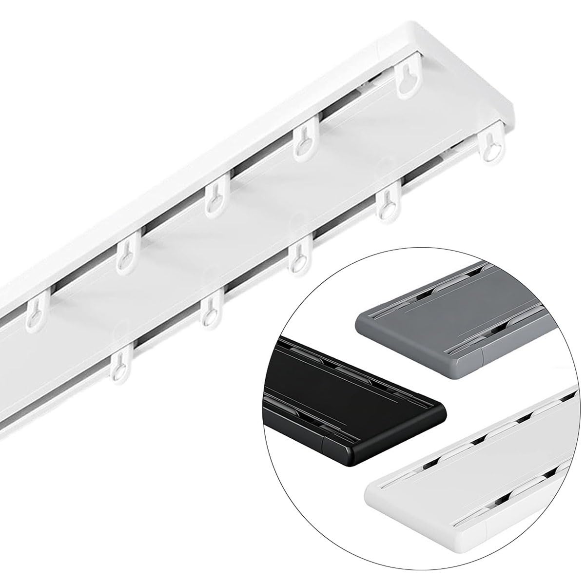 Podwójna szyna szynowa ciężki aluminiowy pręt do przegród pokojowych, do użytku biurowego i szpitalnego, akcesoria Clete 50-600 cm (szary, 450 cm)