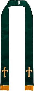 Unisex-adult's Satin Clergy Stole with Embroidery Cross 90"-4 Colors Available