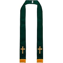 IvyRobes Unisex-adults Satin Clergy Stole with Embroidery Cross 90"-4 Colors Available