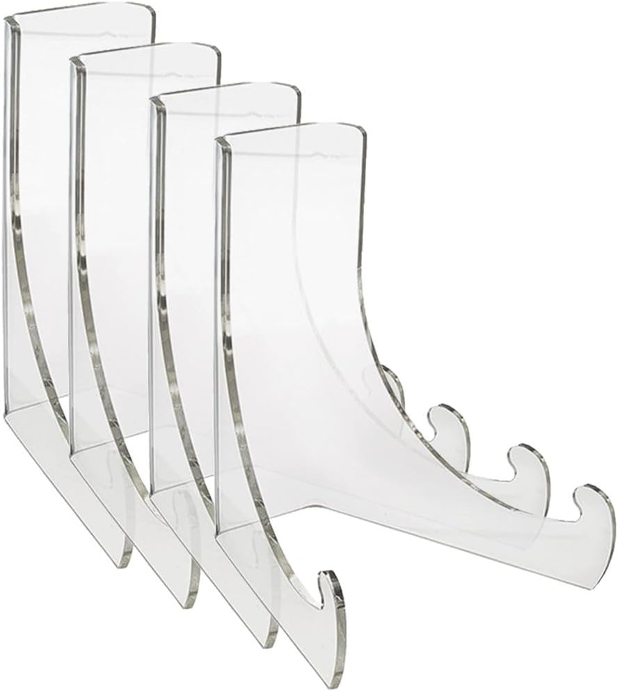 Amosfun Clear Acrylic Display Stand Easel for Photos Plates Decor 2.95 x 2.55 x 2.24 Inch – Stable Non-Slip for Wedding Tables Home Shelves – for Living Room Bedroom Event Styling