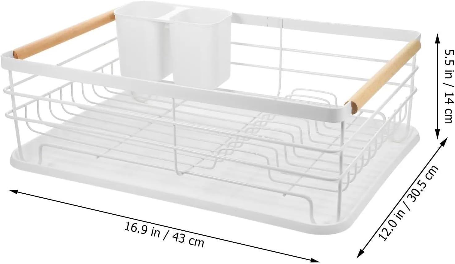 Black Heavy Duty Iron Kitchen Dish Drying Rack With Cutlery Holder Large Capacity Drain Board Stand For Dishwasher Safe