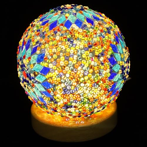 Homoyoyo Lámpara de Mesa Barroca para Dormitorio Luz Nocturna Decorativa de Vidrio Estilo Bohemio para Mesita y Sala