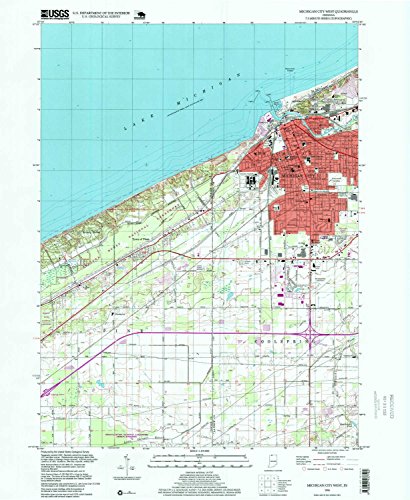 YellowMaps Michigan City West in topo map, 1:24000 Scale, 7.5 X 7.5 Minute, Historical, 1994, Updated 1999, 26.9 x 22 in - Tyvek