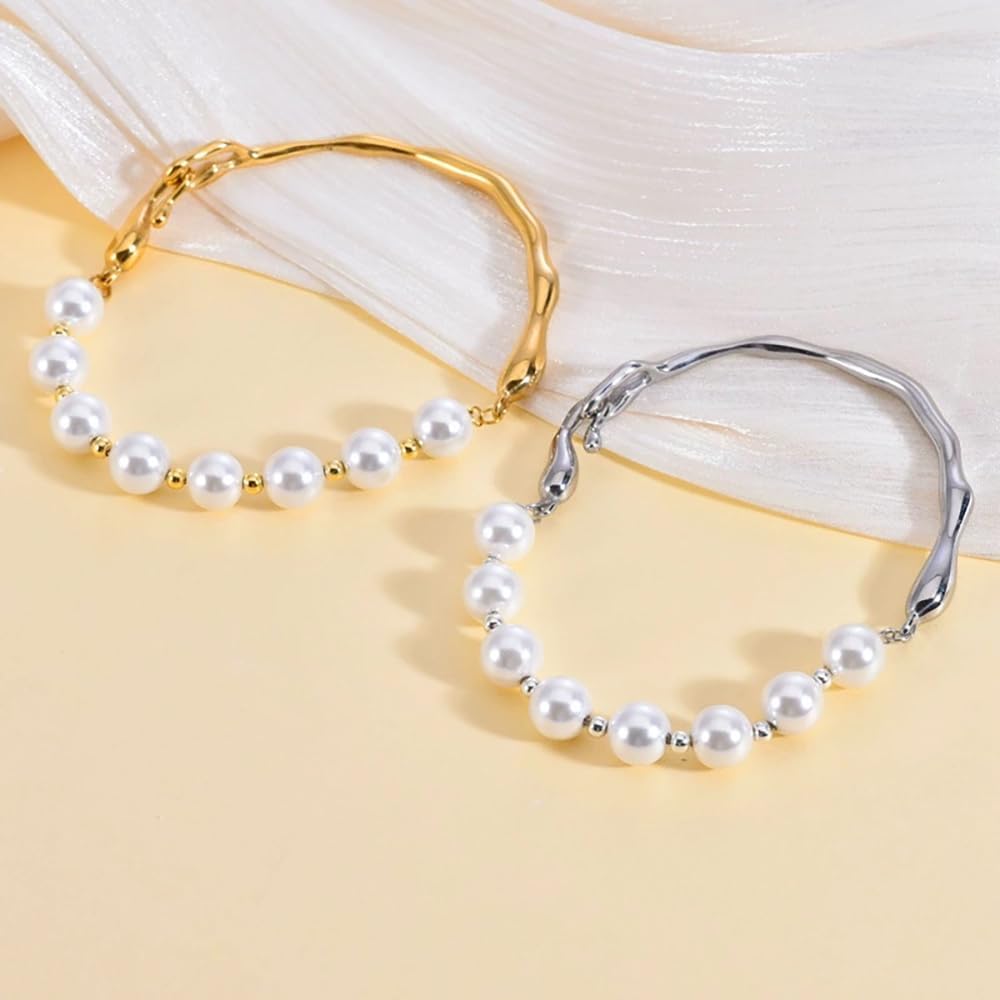 Elegant Pearl Bracelet For Women Handmade Adjustable Pearl Chain Charm Bracelets Beachy Vacation Pearl Bracelet Ainty Wedding Bridal Jewelry Gifts - Image 8