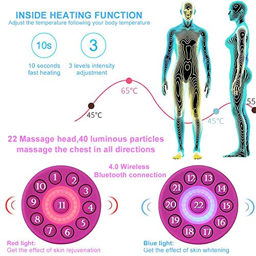 Breast Massager For Enlargement Wireless Breast Massage Electric Vibration Bust Lift Enhancer Machine With Hot Compress Function And Remote Control For Chest Enlargement Anti Sagging(Purple) #TOP2