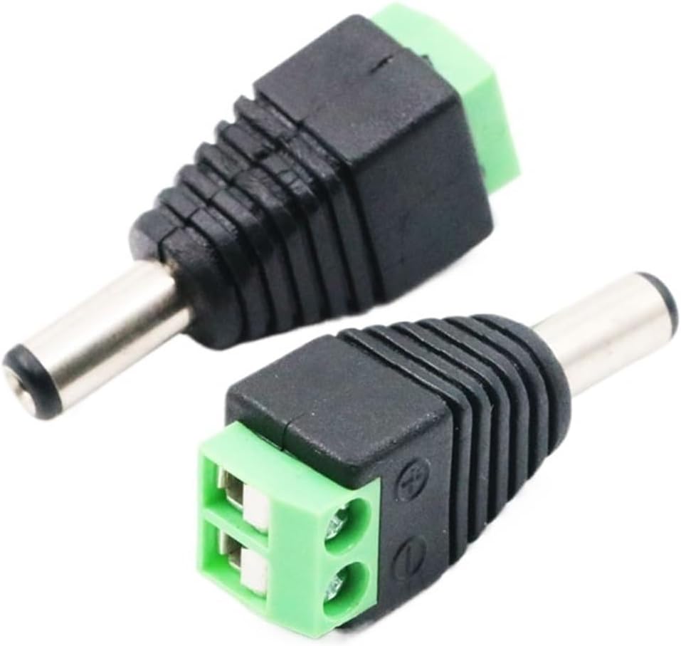 5PCS 12V 2.1 x 5.5mm Power Male Adapter Connector for CCTV Single Color LED Light 5.5 * 2.5mm The Socket(The Socket,5.5x2.1mm)