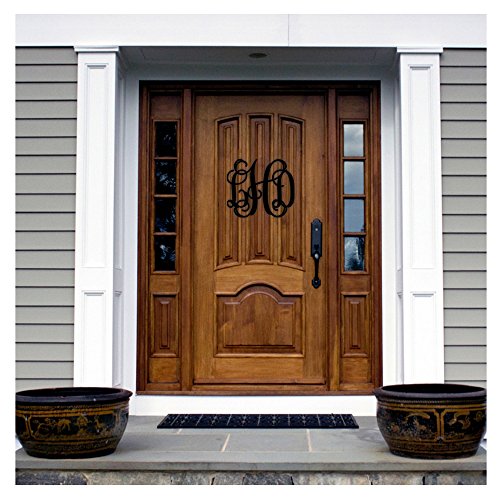Jass Graphix 18" Tall Black Vine Monogram Initials For Door Personalized Sign Thick Aluminum Door Hanger Wall Décor Fence Yard Sign #TOP10