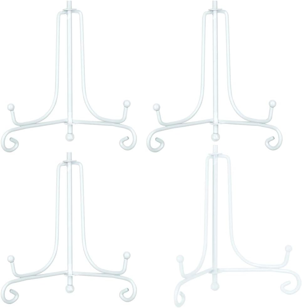 Hetoco 4 Inch White Easels Plate Holder Decorative Display for Photos, Picture Frames, Decorative Plates, Pictures and Artwork (Pack of 4)