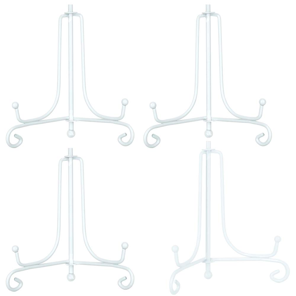 Hetoco 4 Inch White Easels Plate Holder Decorative Display for Photos, Picture Frames, Decorative Plates, Pictures and Artwork (Pack of 4)