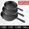 Simple Chef Cast Iron Skillet 3-Piece Set - Heavy-Duty Professional Restaurant Chef Quality Pre-Seasoned Pan Cookware Set - 10", 8", 6.2" - Frying, Saute, Cooking, Pizza & More, Charcoal Grey #2