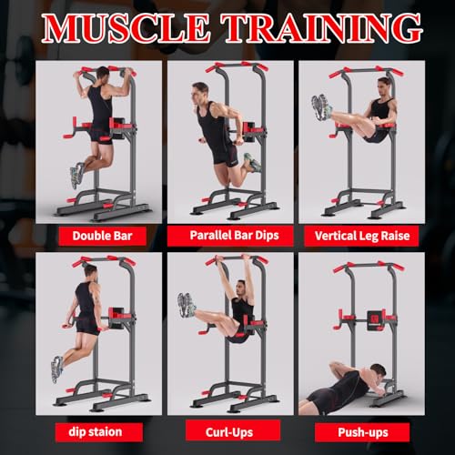 Image of K KiNGKANG Power Tower Pull Up Bar Station for Home Gym Fitness Equipment | Dual-knob Height Adjustment | Load 450lbs| Suction cup feet | New upgraded