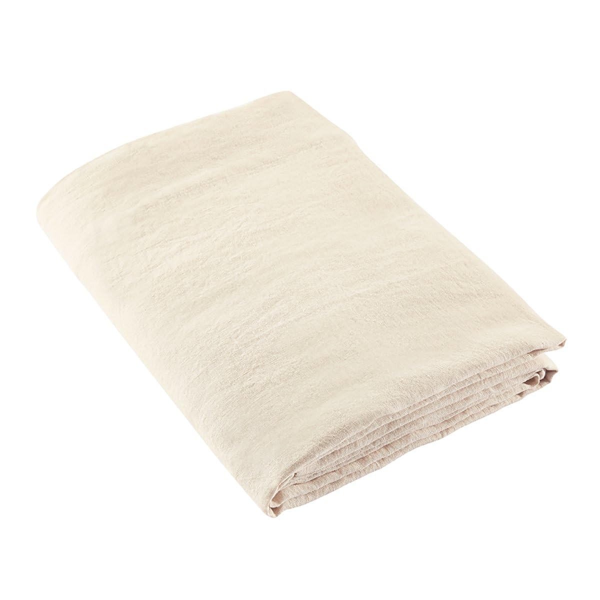 Drap plat 240x310cm en pur lin lavé Anne de Solène coloris beige naturel