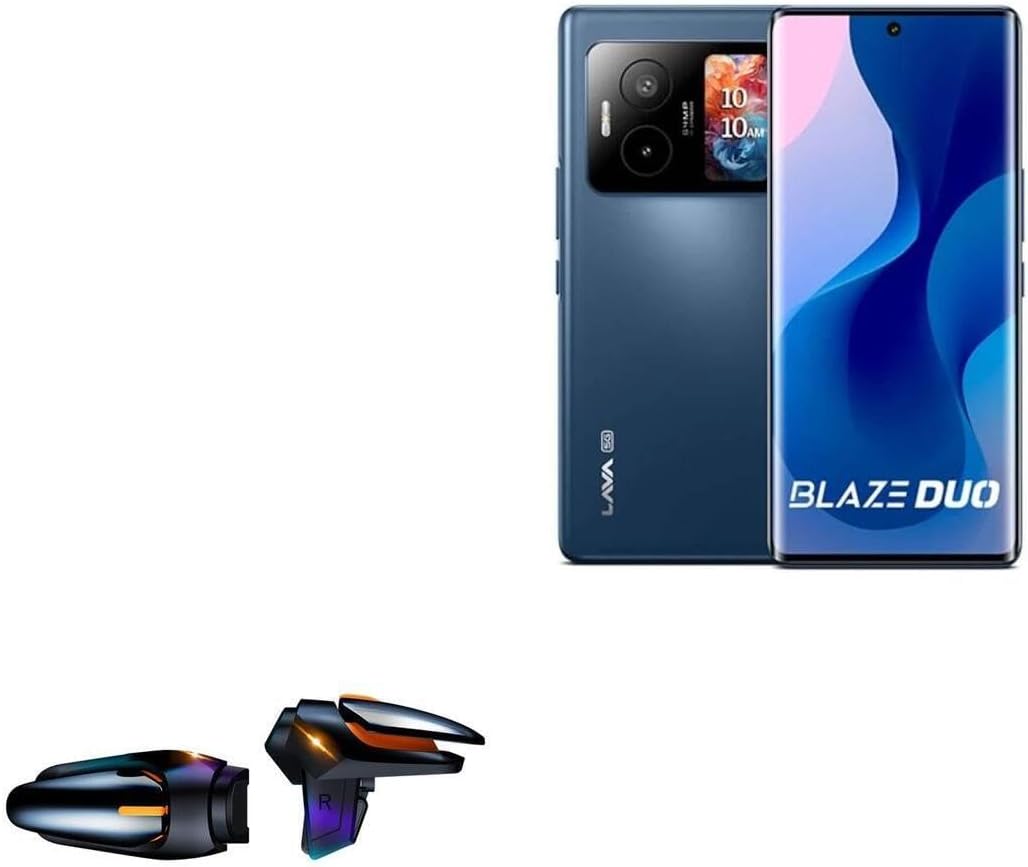 BoxWave Gaming Gear Compatible with Lava Blaze Duo - Touchscreen QuickTrigger Auto, Trigger Buttons Autofire Gaming Mobile FPS - Jet Black