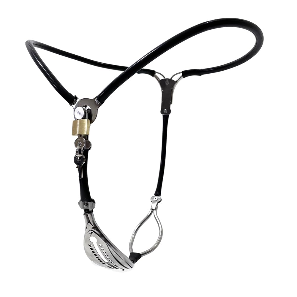 Cinturón de castidad BDSM for mujer Dispositivo de castidad de acero inoxidable Bragas de castidad con consolador Cinturones de castidad SM Bondage Jaula de castidad Cosplay for mujer(70/80C