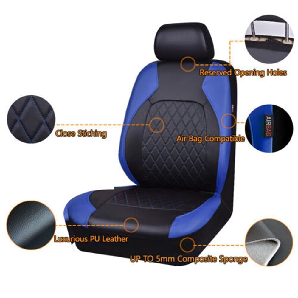 2 PCS Coprisedile Auto Anteriore per Opel Astra L GSe/Astra L Sports Tourer GSe 2023-, Proteggono Sedili Originali Dell'auto Antiscivolo Sedili Protezione,C Blue