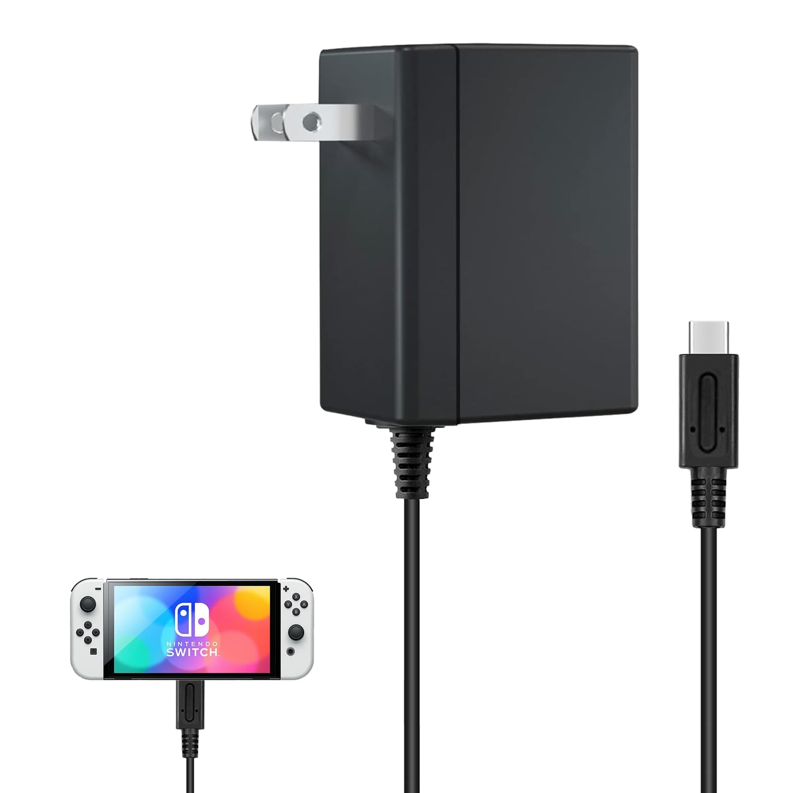 LEPEYMDA Switch Charger 15V 2.6A with 5FT Long Cable, Fast AC Adapter Power Supply for Switch/OLED TV Mode Portable Replacement Charger for Home & Travel USB-C to AC Power