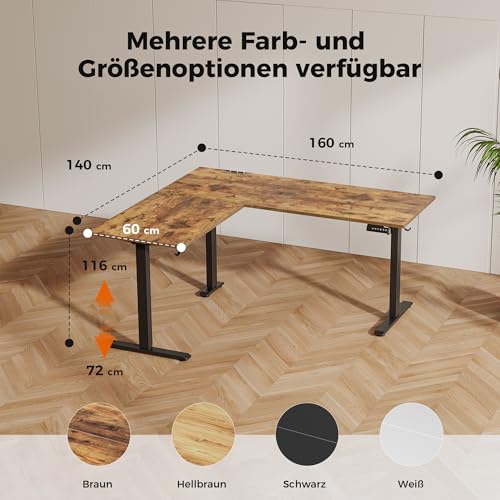 Image of Agilestic L Shaped Electric Standing Desk, Rustic Brown