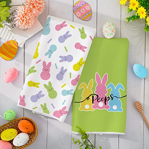 Whaline Easter Kitchen Dish Towel Easter Egg Bunny Cross Pattern 28×18 Inch Spring Colorful Cute Hand Drying Tea Towel Ultra Absorbent Seasonal Decoration Hand Towels For Cooking Baking, 4Pack #TOP3